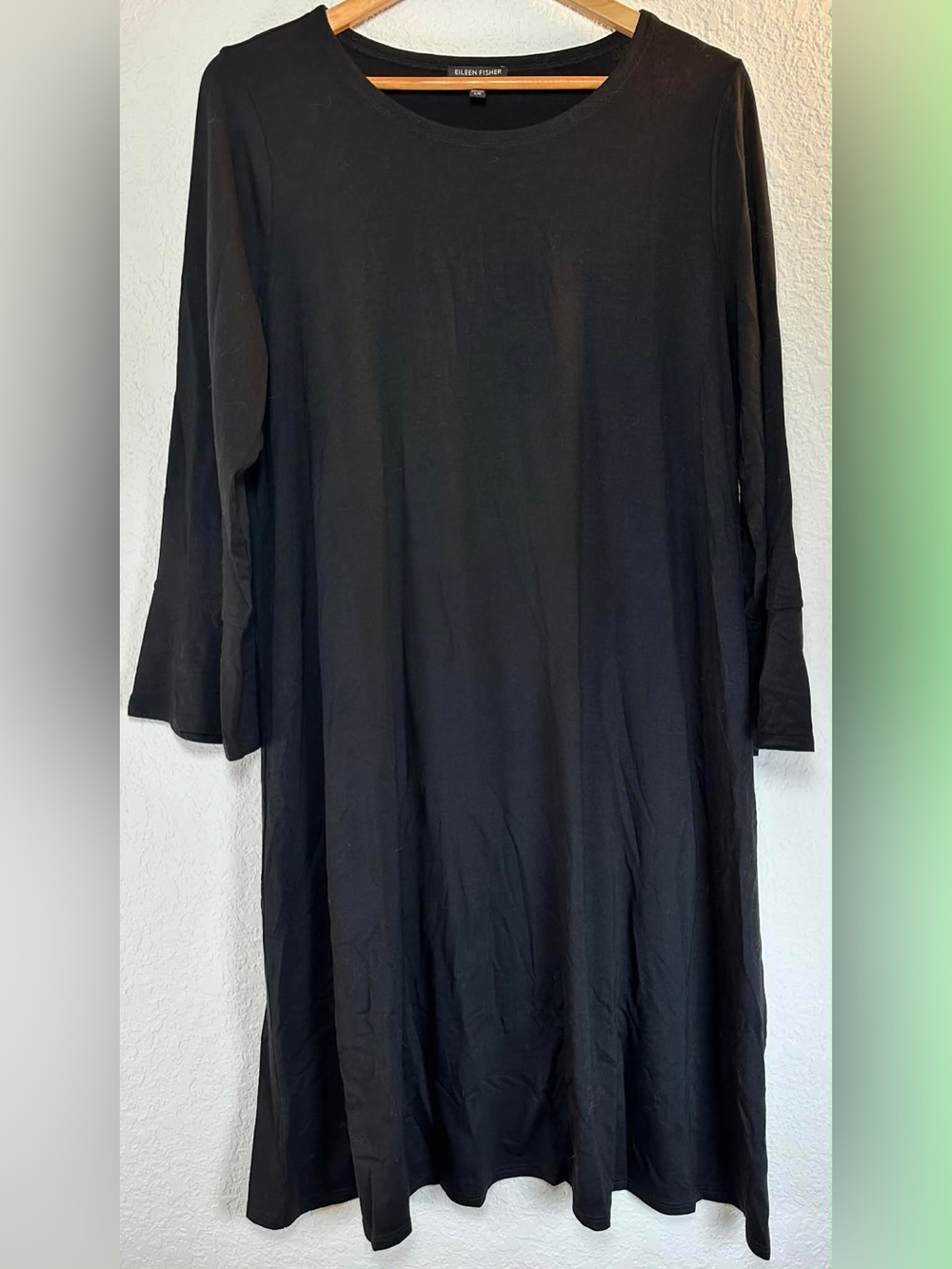 Eileen Fisher Black Relaxed Long Sleeve Tunic Dress